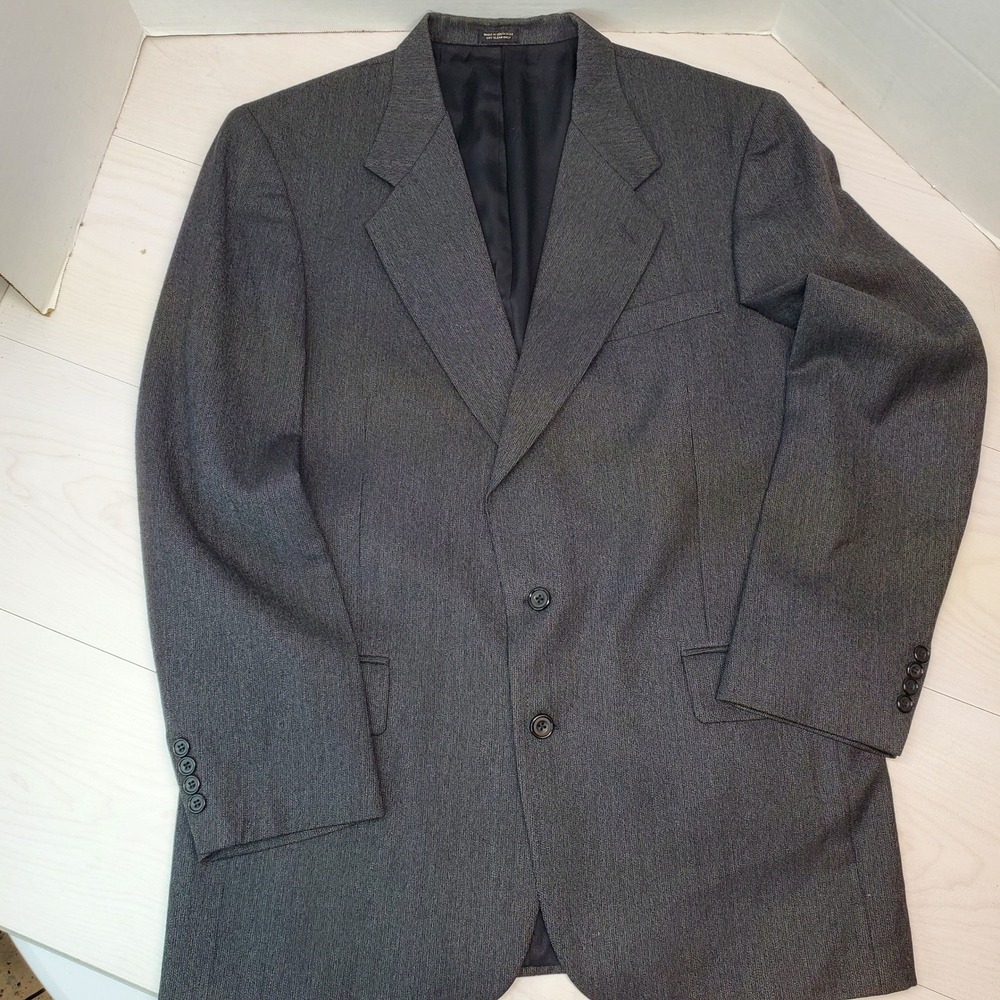 Oscar de la Renta Signature Mens 43L Blazer Charcoal Gray 2 Button Old Money